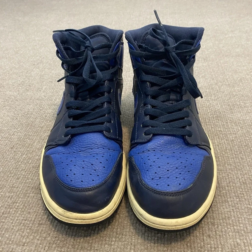 Jordan 1 Mid Shoes Mens Size 11.5‎ Blue Leather Basketball Sneakers 554724-412